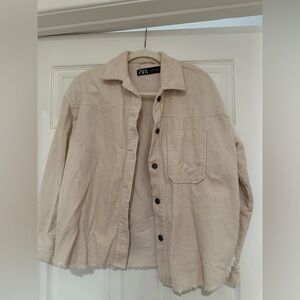 Zara cropped Cream Corduroy Shirt